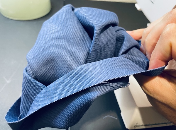 Turn the outside fabric right side out.