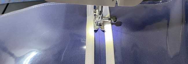 Then do a straight stitch here with a long stitch length