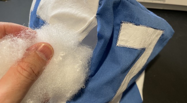 Stuff the inside of the cube with the stuffing of your choice