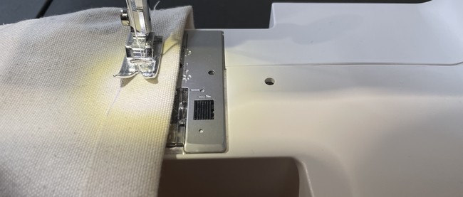 Stitch around next to the raw edge