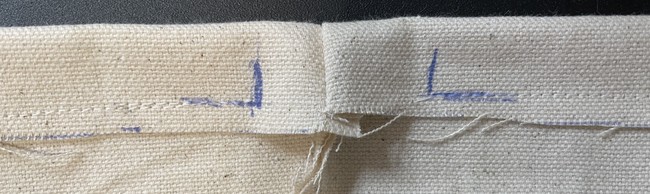 Leave a small gap at the end to feed in the elastic