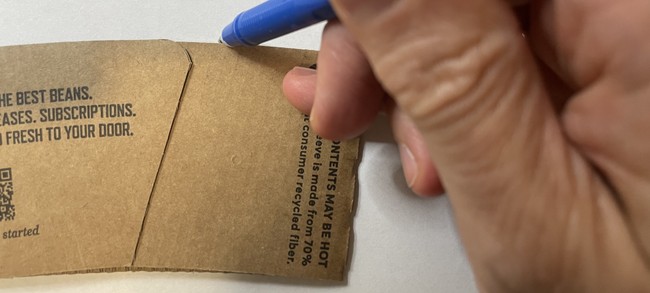 Trace a disposable coffee cup sleeve